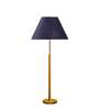 Devansh Blue cotton Drum shade with   floor lamp with wood base .-