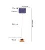 Devansh Blue Jute Drum Shade Stick Floor Lamp With Wood Square Base