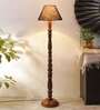 Blue Jute Conical wooden floor lamp