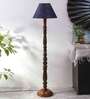 Blue Jute Conical wooden floor lamp
