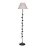 Devansh Conical Grey Cotton Shade Leaf Floor Lamp With  Black  Base 