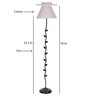 Devansh Conical Grey Cotton Shade Leaf Floor Lamp With  Black  Base 