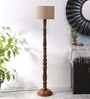 Gilford Beige Jute Shade Club Floor Lamp With Wood Base