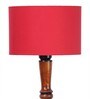 Red Cotton Shade Club Floor Lamp With Wood Base