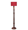 Red Cotton Shade Club Floor Lamp With Wood Base