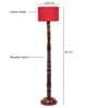 Red Cotton Shade Club Floor Lamp With Wood Base