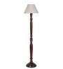 Grey cotton conical wooden floor lamp
