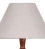 Grey cotton conical wooden floor lamp