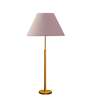 Devansh Grey cotton Drum shade with   floor lamp with wood base .-