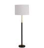 Devansh Grey cotton Drum shade with   floor lamp with wood base .-