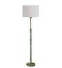 Devansh Grey cotton Drum shade with   floor lamp with wood base .-