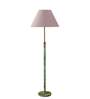 Devansh Grey cotton Drum shade with   floor lamp with wood base .-
