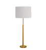 Devansh Grey cotton Drum shade with   floor lamp with wood base .-