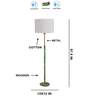 Devansh Grey cotton Drum shade with   floor lamp with wood base .-