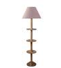 Devansh Grey cotton Drum shade with   floor lamp with wood base .-