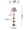 Devansh Grey cotton Drum shade with   floor lamp with wood base .-