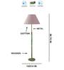 Devansh Grey cotton Drum shade with   floor lamp with wood base .-