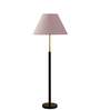 Devansh Grey cotton Drum shade with   floor lamp with wood base .-