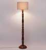 Grey Cotton Wooden floor Lamp