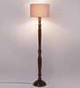 Grey Cotton Wooden floor Lamp
