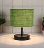 Devansh Iron  Table Lamp With Green Jute Shade