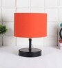 Devansh Iron  Table Lamp With Orange Cotton  Shade