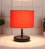 Devansh Iron  Table Lamp With Orange Cotton  Shade