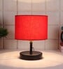 Devansh Iron  Table Lamp With Red Cotton  Shade