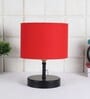 Devansh Iron  Table Lamp With Red Cotton  Shade