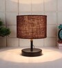 Devansh Iron Table Lamp With Brown Jute Shade