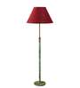 Devansh Maroon cotton Drum shade with   floor lamp with wood base .-