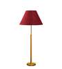 Devansh Maroon cotton Drum shade with   floor lamp with wood base .-