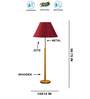 Devansh Maroon cotton Drum shade with   floor lamp with wood base .-