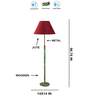Devansh Maroon cotton Drum shade with   floor lamp with wood base .-