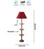 Devansh Maroon cotton Drum shade with   floor lamp with wood base .-