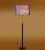Devansh Maroon cotton Drum shade with   floor lamp with wood base .-