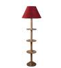 Devansh Maroon cotton Drum shade with   floor lamp with wood base .-