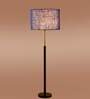 Devansh Maroon cotton Drum shade with   floor lamp with wood base .-