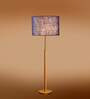 Devansh Maroon cotton Drum shade with   floor lamp with wood base .-