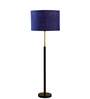 Devansh Maroon cotton Drum shade with   floor lamp with wood base .-