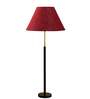 Devansh Maroon cotton Drum shade with   floor lamp with wood base .-