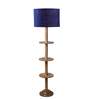 Devansh Maroon cotton Drum shade with   floor lamp with wood base