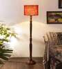 Maroon Jute Wooden floor Lamp