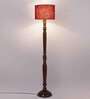 Maroon Jute Wooden floor Lamp