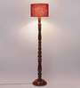 Maroon Jute Wooden floor Lamp