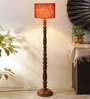 Maroon Jute Wooden floor Lamp