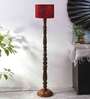 Maroon Jute Wooden floor Lamp