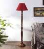 Maroon Jute Conical wooden floor lamp