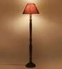 Maroon Jute Conical wooden floor lamp