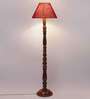 Maroon Jute Conical wooden floor lamp